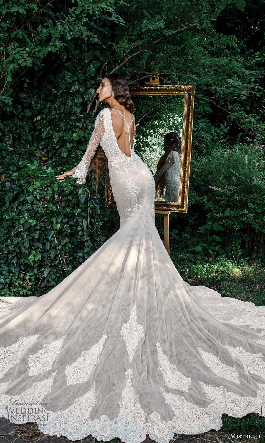 mistrelli 2022 misteriosa bridal long flare sleeve plunging v neckline fully embellished lace boho a line wedding dress chapel train low open back (3) bv mistrelli 2022 misteriosa bridal long flare sleeve plunging v neckline fully embellished lace boho a line wedding dress chapel train low open back (3) bv