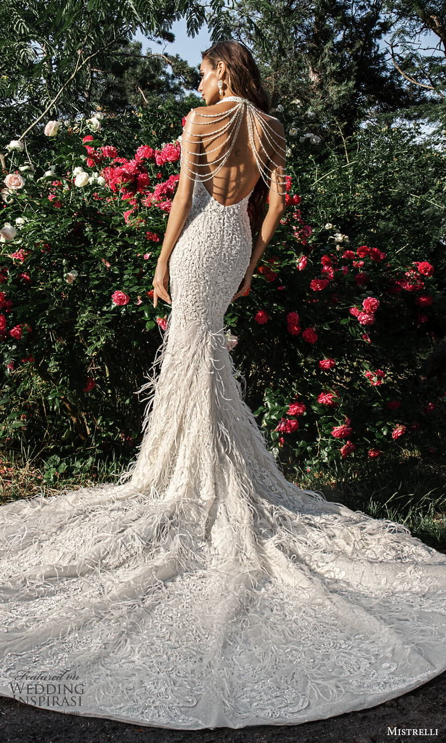 mistrelli 2022 misteriosa bridal off shoulder swag straps halter plunging v neckline heavily embellished lace sheath wedding dress chapel train (5) bv mistrelli 2022 misteriosa bridal off shoulder swag straps halter plunging v neckline heavily embellished lace sheath wedding dress chapel train (5) bv