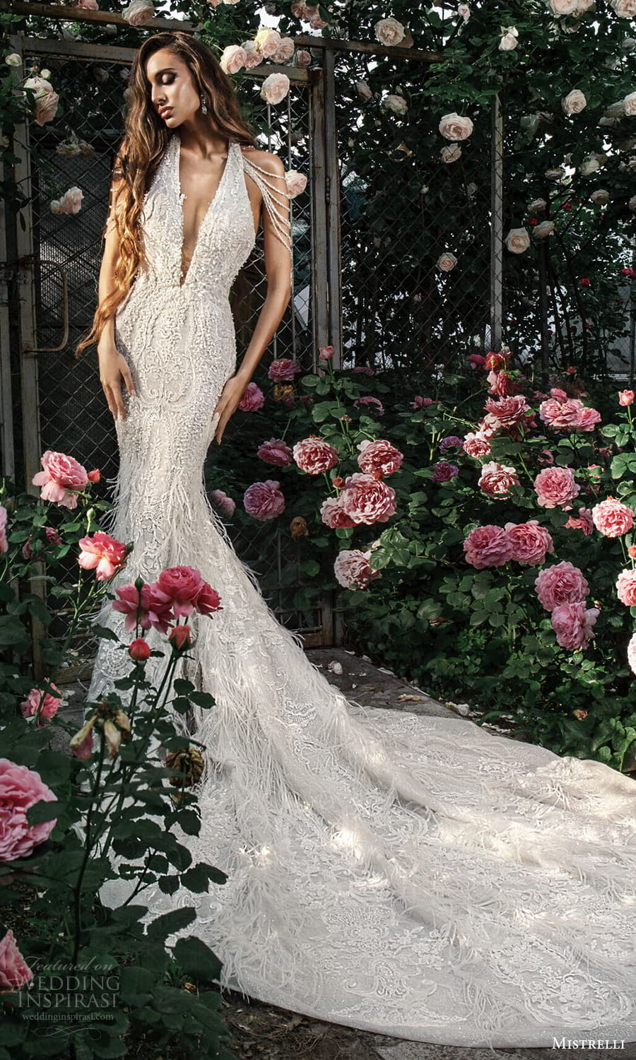 mistrelli 2022 misteriosa bridal off shoulder swag straps halter plunging v neckline heavily embellished lace sheath wedding dress chapel train (5) mv mistrelli 2022 misteriosa bridal off shoulder swag straps halter plunging v neckline heavily embellished lace sheath wedding dress chapel train (5) mv