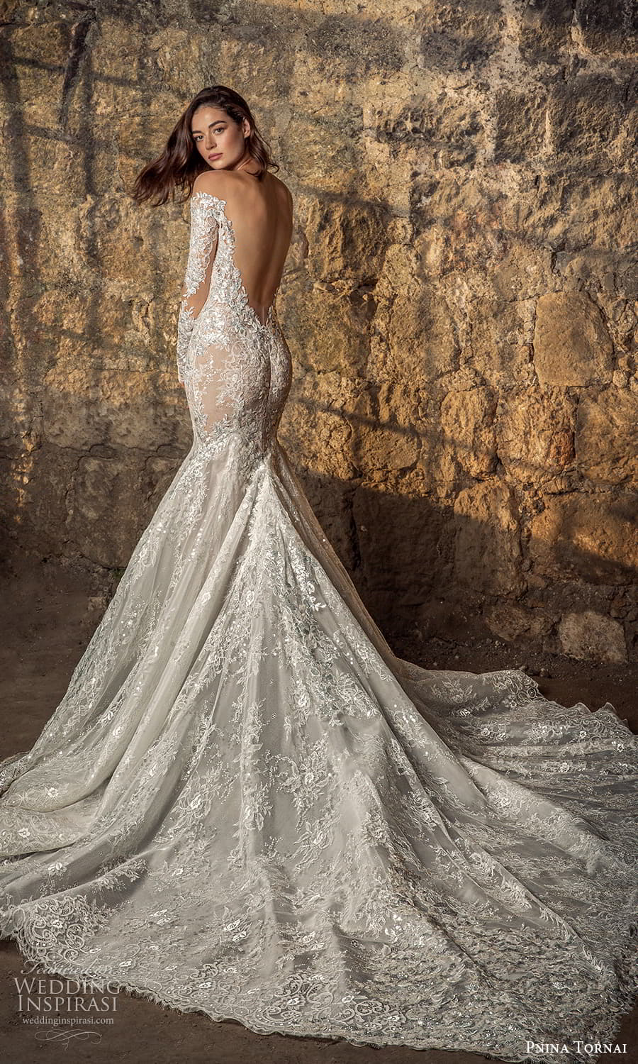 pnina tornai 2021 bridal sheer long sleeve off shoulder sweetheart neckline fully embellished lace fit flare mermaid wedding dress chapel train (20) bv pnina tornai 2021 bridal sheer long sleeve off shoulder sweetheart neckline fully embellished lace fit flare mermaid wedding dress chapel train (20) bv