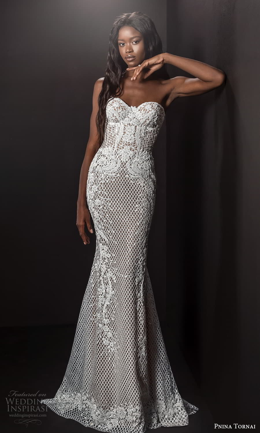 pnina tornai 2021 bridal strapless sweetheart neckline fullyembellished sheath wedding dress chapel train (8) mv pnina tornai 2021 bridal strapless sweetheart neckline fullyembellished sheath wedding dress chapel train (8) mv