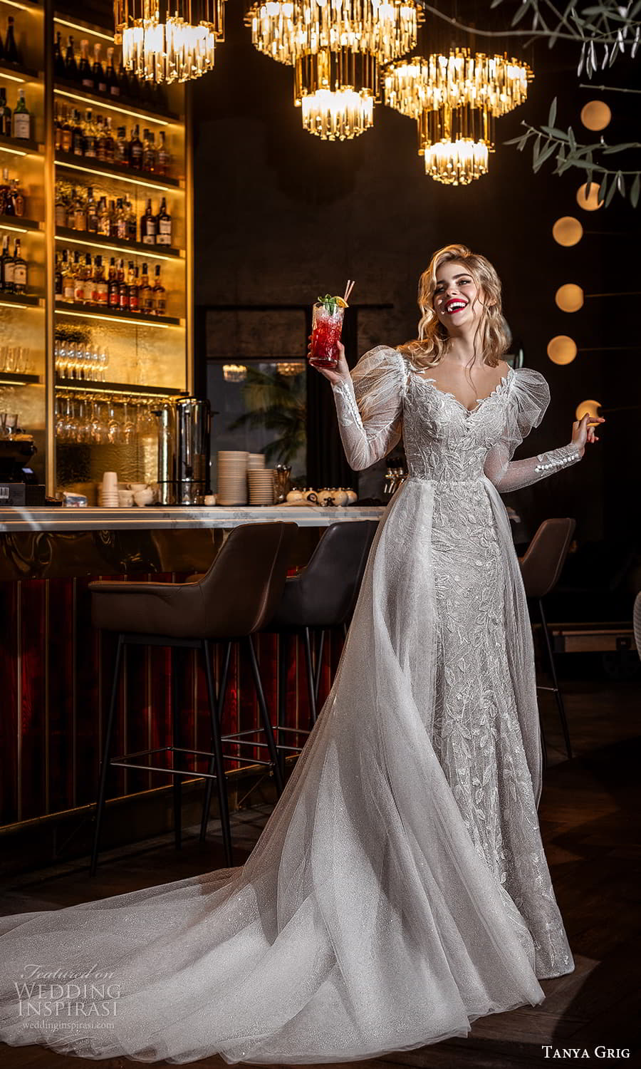 tanya grig 2022 bridal sheer long puff sleeves off shoulder v neckline fully embellished fit flare mermaid wedding dress chapel train a line overskirt (1) mv tanya grig 2022 bridal sheer long puff sleeves off shoulder v neckline fully embellished fit flare mermaid wedding dress chapel train a line overskirt (1) mv