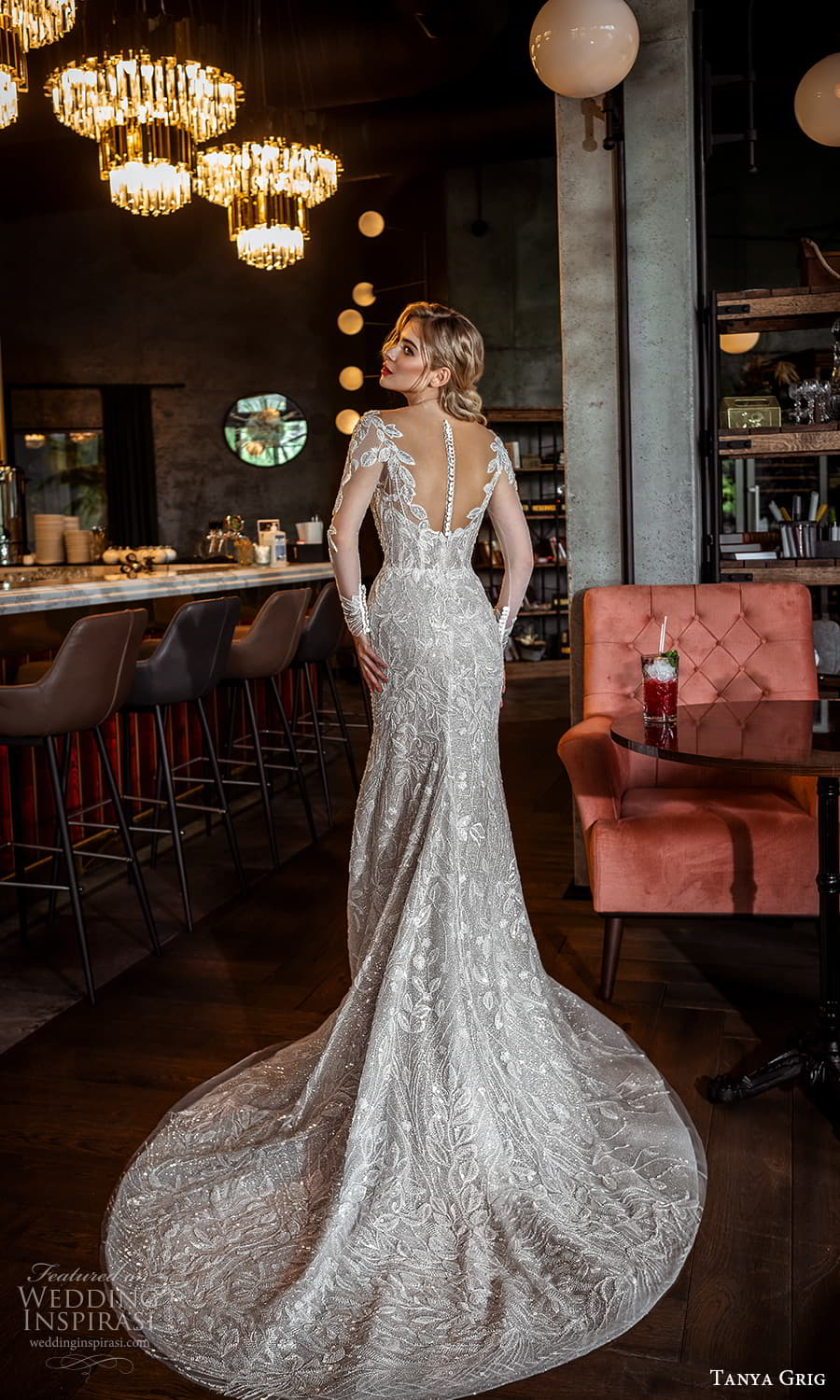 tanya grig 2022 bridal sheer long puff sleeves off shoulder v neckline fully embellished fit flare mermaid wedding dress chapel train scoop back (1) bv tanya grig 2022 bridal sheer long puff sleeves off shoulder v neckline fully embellished fit flare mermaid wedding dress chapel train scoop back (1) bv