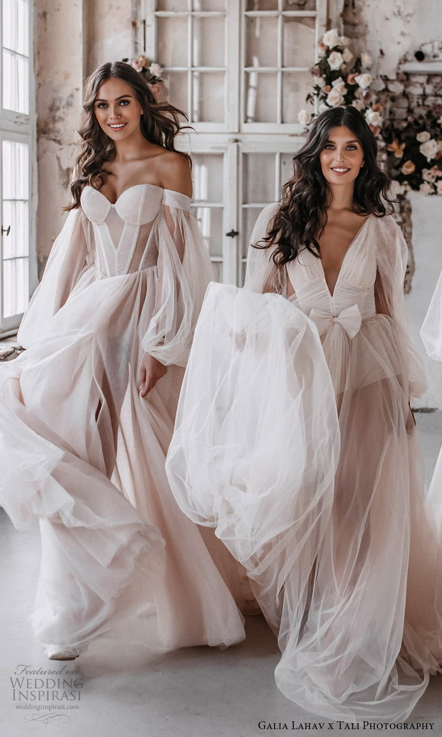gala galia lahav 2022 capsule bridal long sheer bishop puff sleeves plunging v neckline pleated bodice a line wedding dress sheer skirt blush chapel train (2) fv gala galia lahav 2022 capsule bridal long sheer bishop puff sleeves plunging v neckline pleated bodice a line wedding dress sheer skirt blush chapel train (2) fv