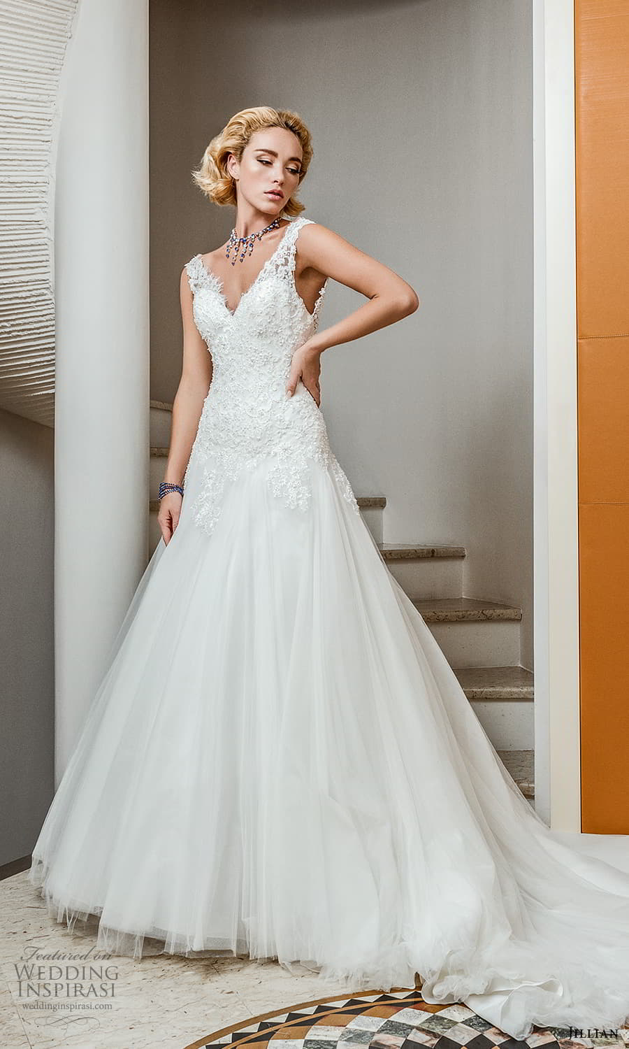 jillian 2022 bridal sleeveless straps v neckline embellished bodice modified a line wedding dress chapel train (8) mv