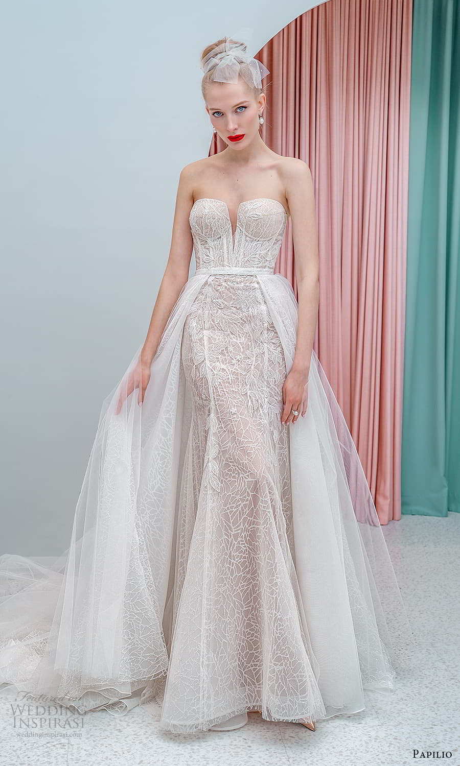 papilio 2022 bridal strapless sweetheart neckline embellished sheath wedding dress chapel trian a line overskirt (10) mv papilio 2022 bridal strapless sweetheart neckline embellished sheath wedding dress chapel trian a line overskirt (10) mv