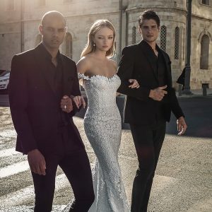 pnina tornai 2022 love bridal off shoulder straps sweetheart neckline fully embellished lace sheath wedding dress chapel train (18) mv