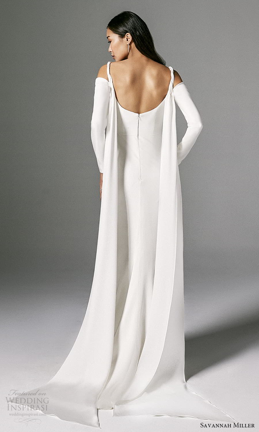 savannah miller spring 2022 bridal detached long sleeve sleeveless straps cowl neckline clean minimalist sheath wedding dress chapel train (1) bv savannah miller spring 2022 bridal detached long sleeve sleeveless straps cowl neckline clean minimalist sheath wedding dress chapel train (1) bv
