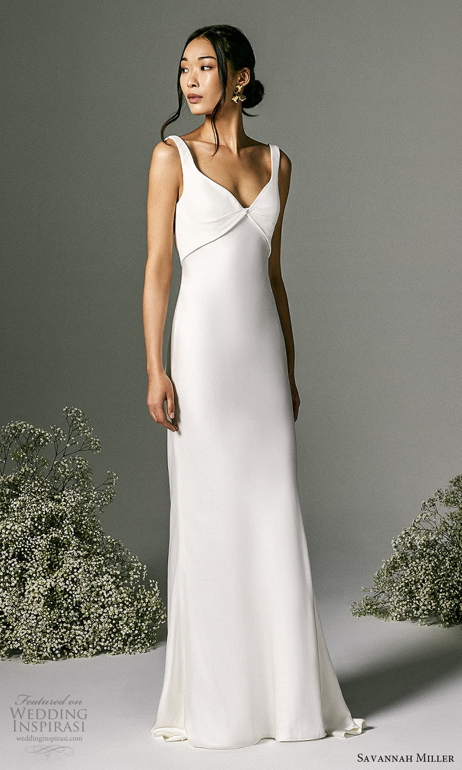 savannah miller spring 2022 bridal sleeveless straps curved v neckline clean minimalist sheath wedding dress sweep train (6) mv