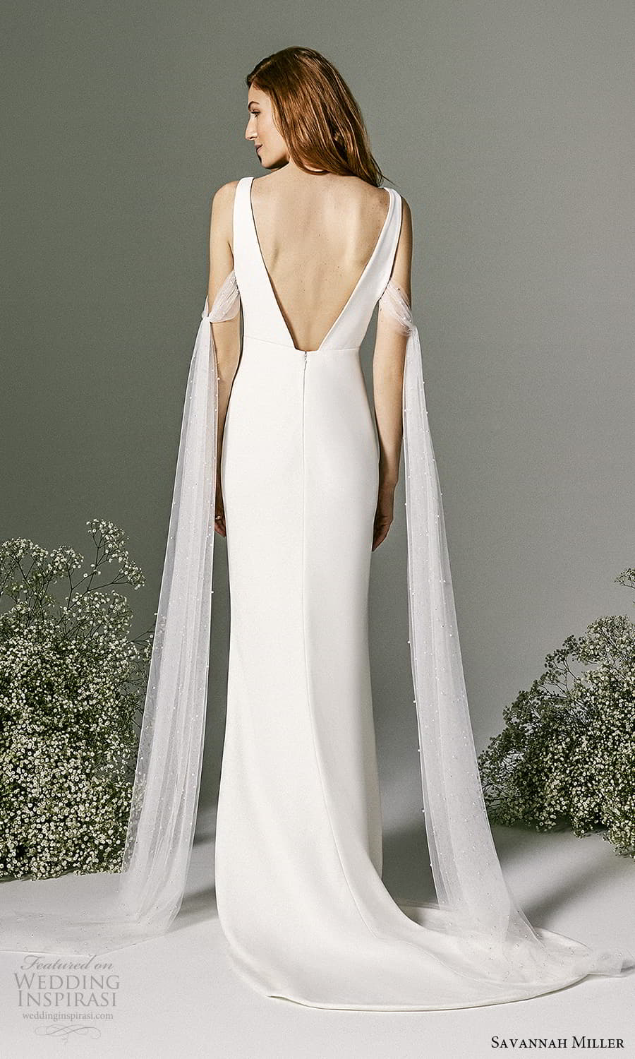 savannah miller spring 2022 bridal sleeveless straps v neckline clean minimalist sheath wedding dress chapel train v back (8) bv