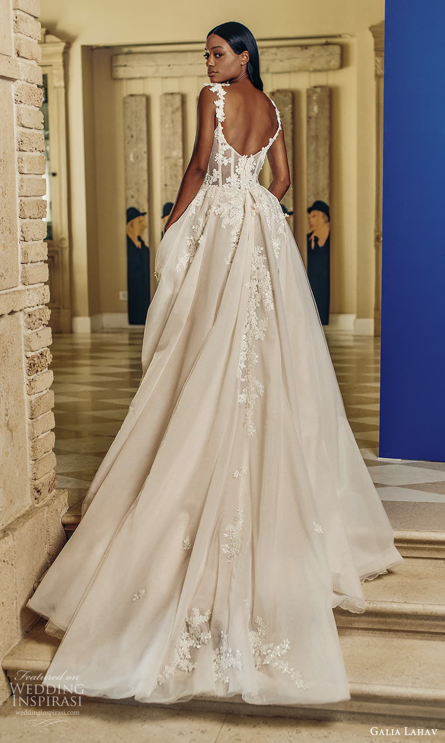 galia lahav fall 2022 couture bridal sleeveless straps sweetheart neckline embellished bodice a line ball gown wedding dress chapel train scoop back (6) bv