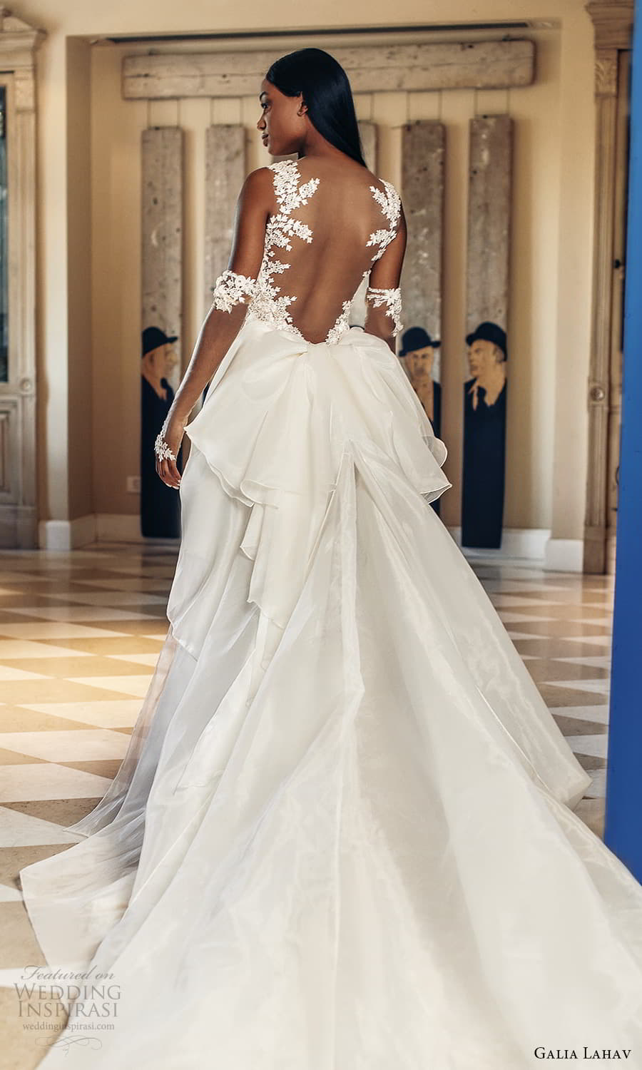 galia lahav fall 2022 couture bridal sleeveless straps sweetheart neckline fully embellished sheath wedding dress chapel train (13) bv