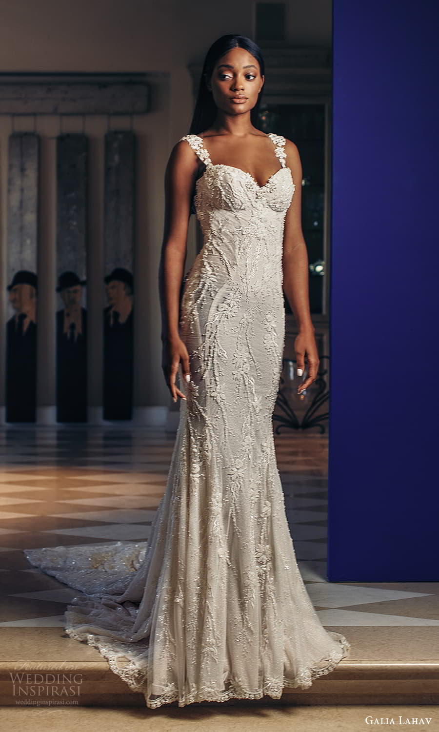 galia lahav fall 2022 couture bridal sleeveless straps sweetheart neckline fully embellished sheath wedding dress chapel train (13) mv galia lahav fall 2022 couture bridal sleeveless straps sweetheart neckline fully embellished sheath wedding dress chapel train (13) mv
