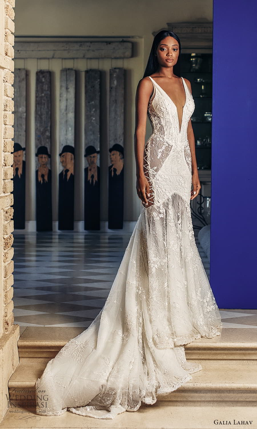 galia lahav fall 2022 couture bridal sleeveless straps v neckline fully embellished sheath wedding dress chapel train (14) mv galia lahav fall 2022 couture bridal sleeveless straps v neckline fully embellished sheath wedding dress chapel train (14) mv