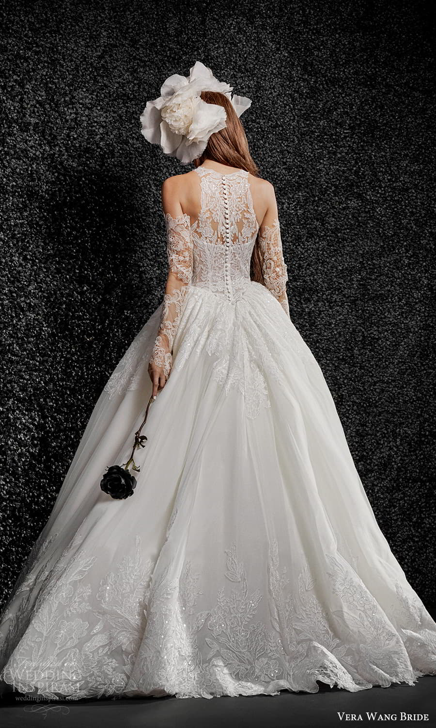 vera wang bride pronovias fall 2021 bridal sheer detached long sleeve sleeveless halter neckline embellished lace ball gown wedding dress chapel train (11) bv vera wang bride pronovias fall 2021 bridal sheer detached long sleeve sleeveless halter neckline embellished lace ball gown wedding dress chapel train (11) bv