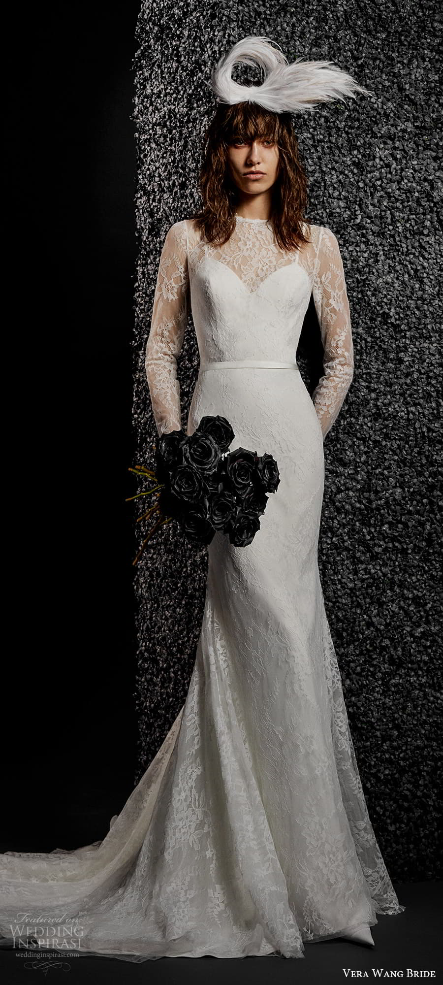 vera wang bride pronovias fall 2021 bridal sheer long sleeve illusion jewel neckline embellished lace sheath wedding dress chapel train (35) mv vera wang bride pronovias fall 2021 bridal sheer long sleeve illusion jewel neckline embellished lace sheath wedding dress chapel train (35) mv