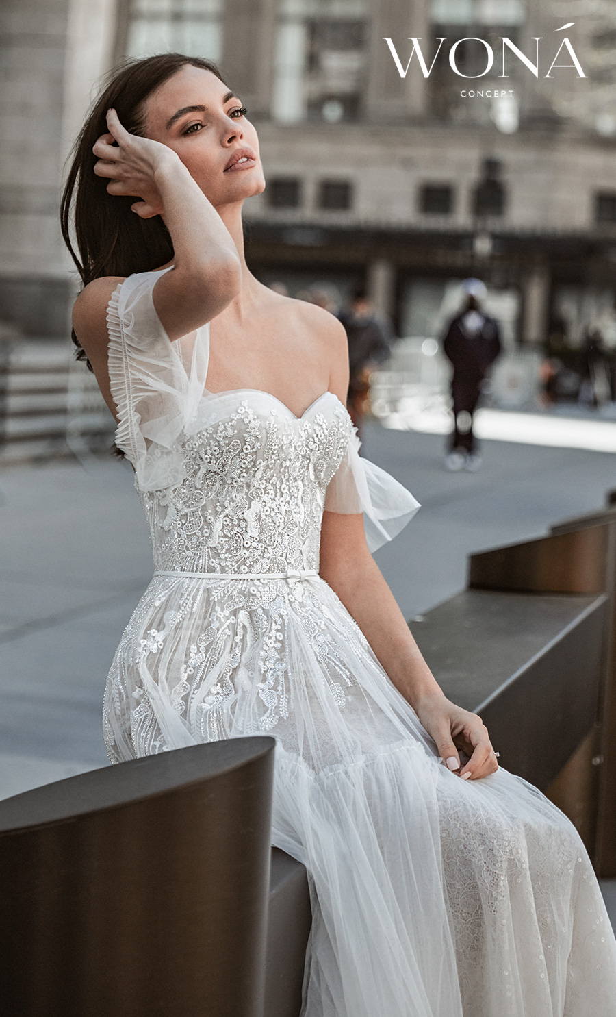 wona 2022 bridal off the shoulder sweetheart neckline heavily embellished bodice romantic a line wedding dress (india) zv