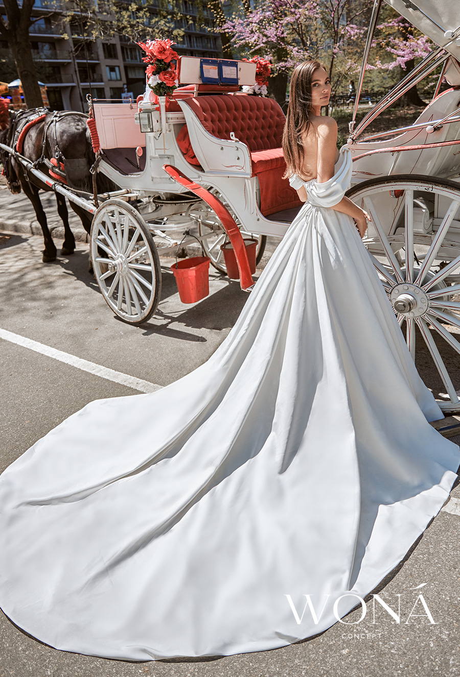 wona 2022 bridal off the shoulder sweetheart neckline simple minimalistic princess a line wedding dress low back royal train (odri) bv