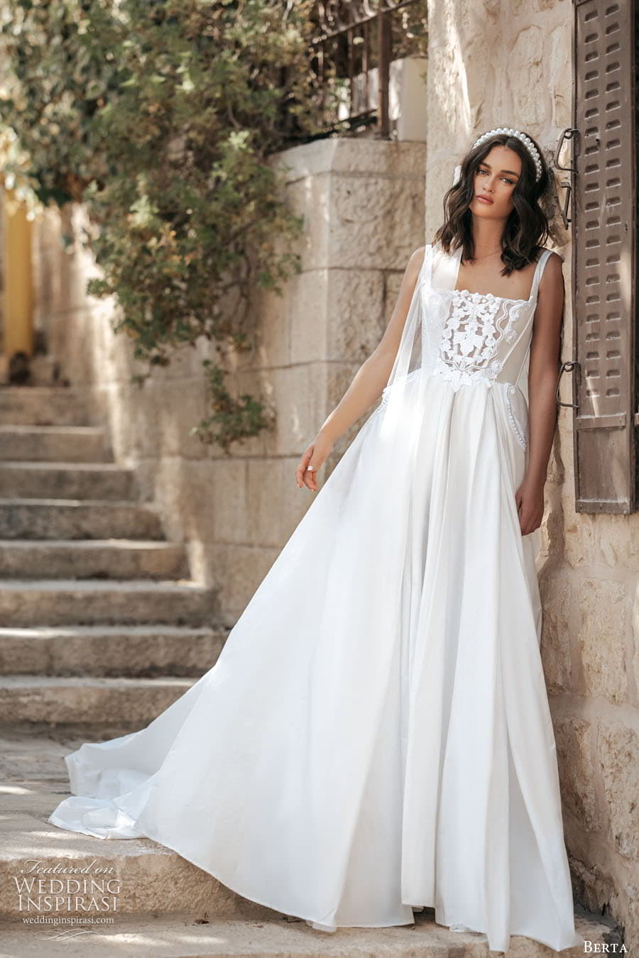 berta fall 2022 bridal sleeveless straps square neckline embellished bodice clean skirt a line ball gown wedding dress chapel train (14) mv berta fall 2022 bridal sleeveless straps square neckline embellished bodice clean skirt a line ball gown wedding dress chapel train (14) mv