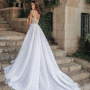 berta fall 2022 bridal sleeveless straps sweetheart neckline embellished textured a line ball gown wedding dress chapel train (10) bv