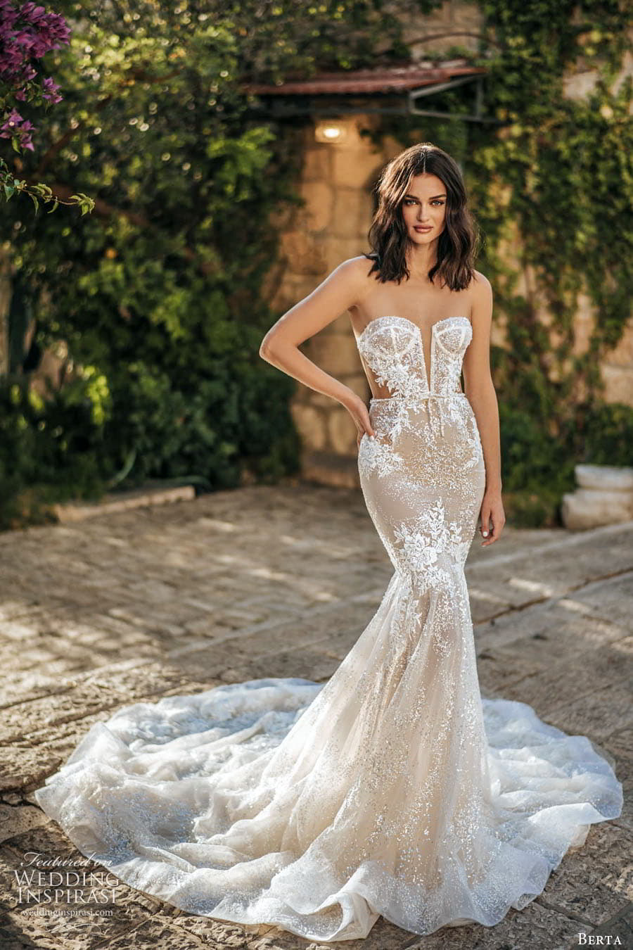 berta fall 2022 bridal strapless sweetheart neckline fully embellished lace mermaid wedding dress (3) mv