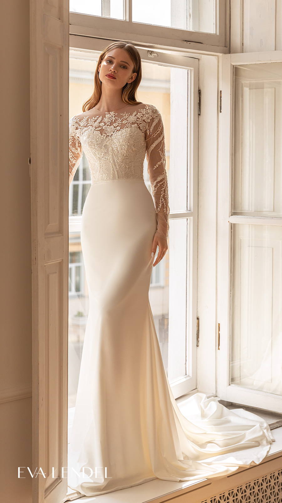 ELIFE / Classy Wedding Dress With Illusion Back Top and Plain Skirt,  Elegant Wedding Dress, Modest Wedding Dress, Fit and Flare Wedding Gown -   UK