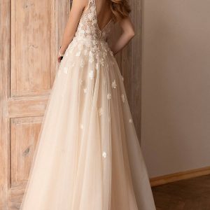 eva lendel 2022 bridal sleeveless with strap deep v neck heavily embellished bodice romantic blush a  line wedding dress v back sweep train (solomia) bv
