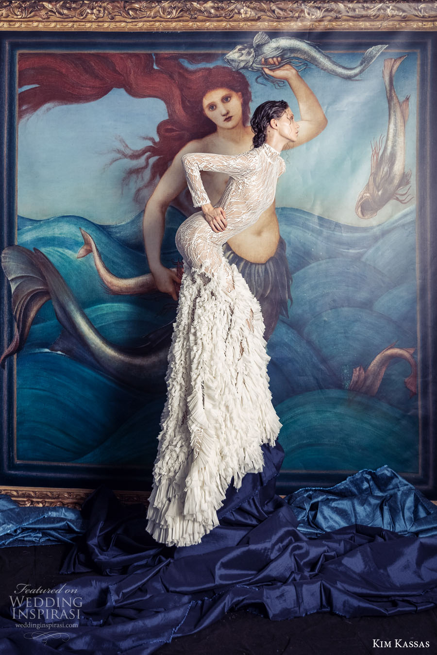 kim kassa couture fall 2022 bridal long sleeves high neck full embellishment glamorous mermaid wedding dress covered lace back short train (7) mv 