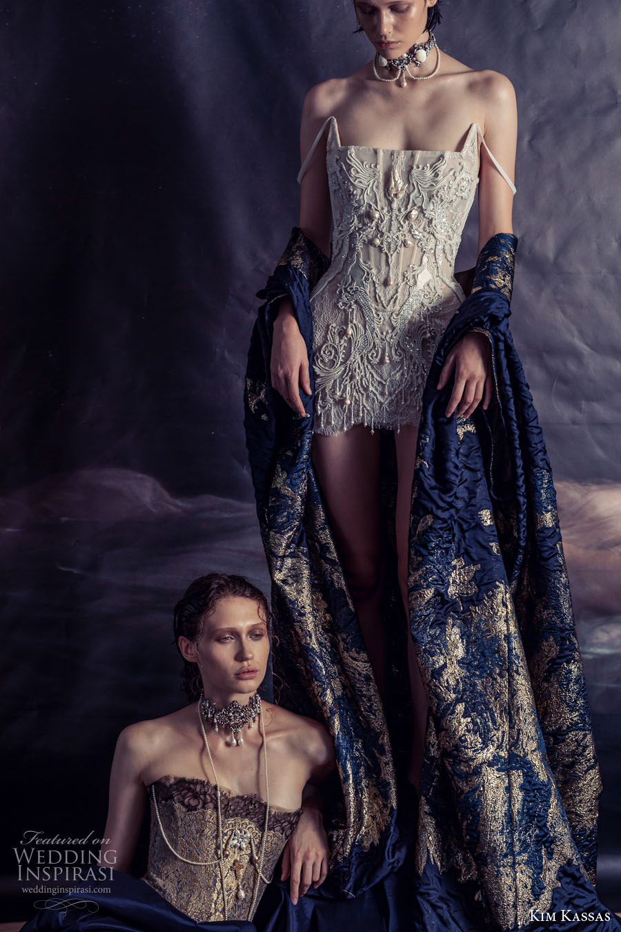 kim kassa couture fall 2022 bridal off the shoulder straight across neckline heavily embellished bodice miniskirt short wedding dress (5) mv kim kassa couture fall 2022 bridal off the shoulder straight across neckline heavily embellished bodice miniskirt short wedding dress (5) mv