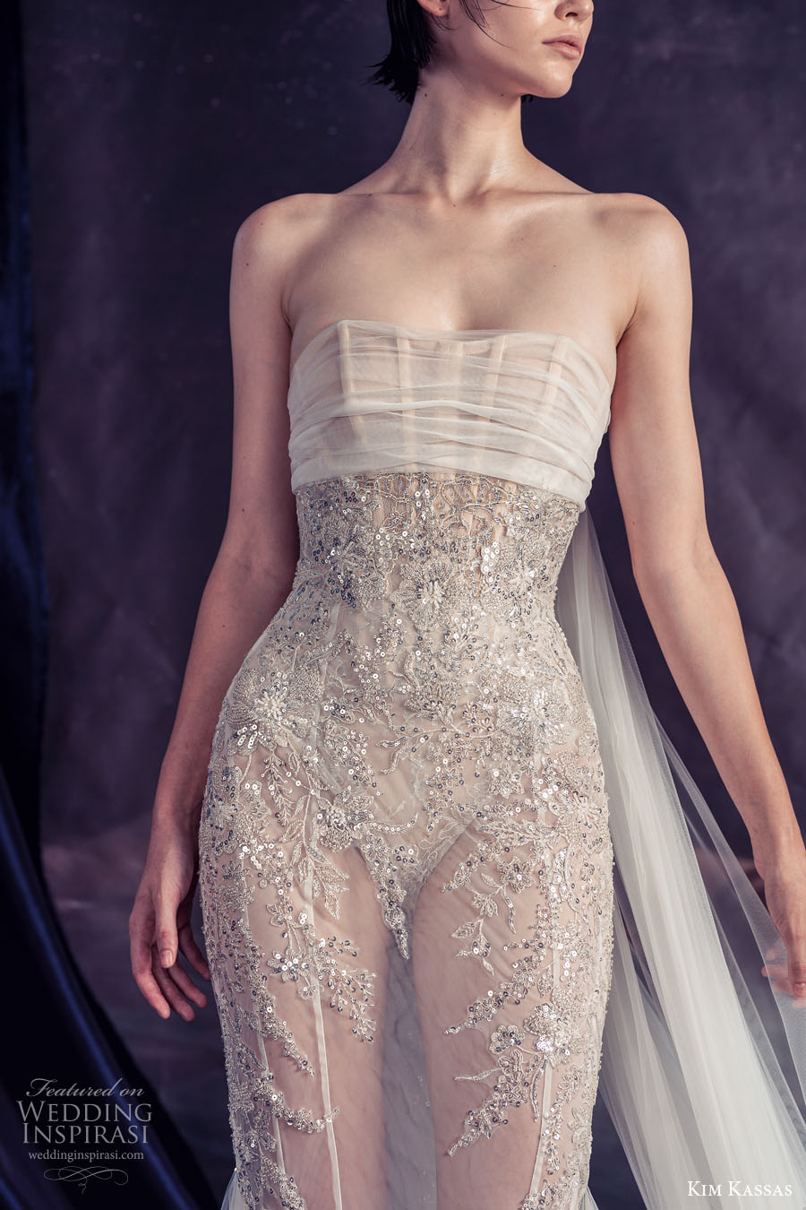 kim kassa couture fall 2022 bridal strapless straight across neckline heavily embellished bodice mermaid wedding dress mid back medium train (6) zv kim kassa couture fall 2022 bridal strapless straight across neckline heavily embellished bodice mermaid wedding dress mid back medium train (6) zv