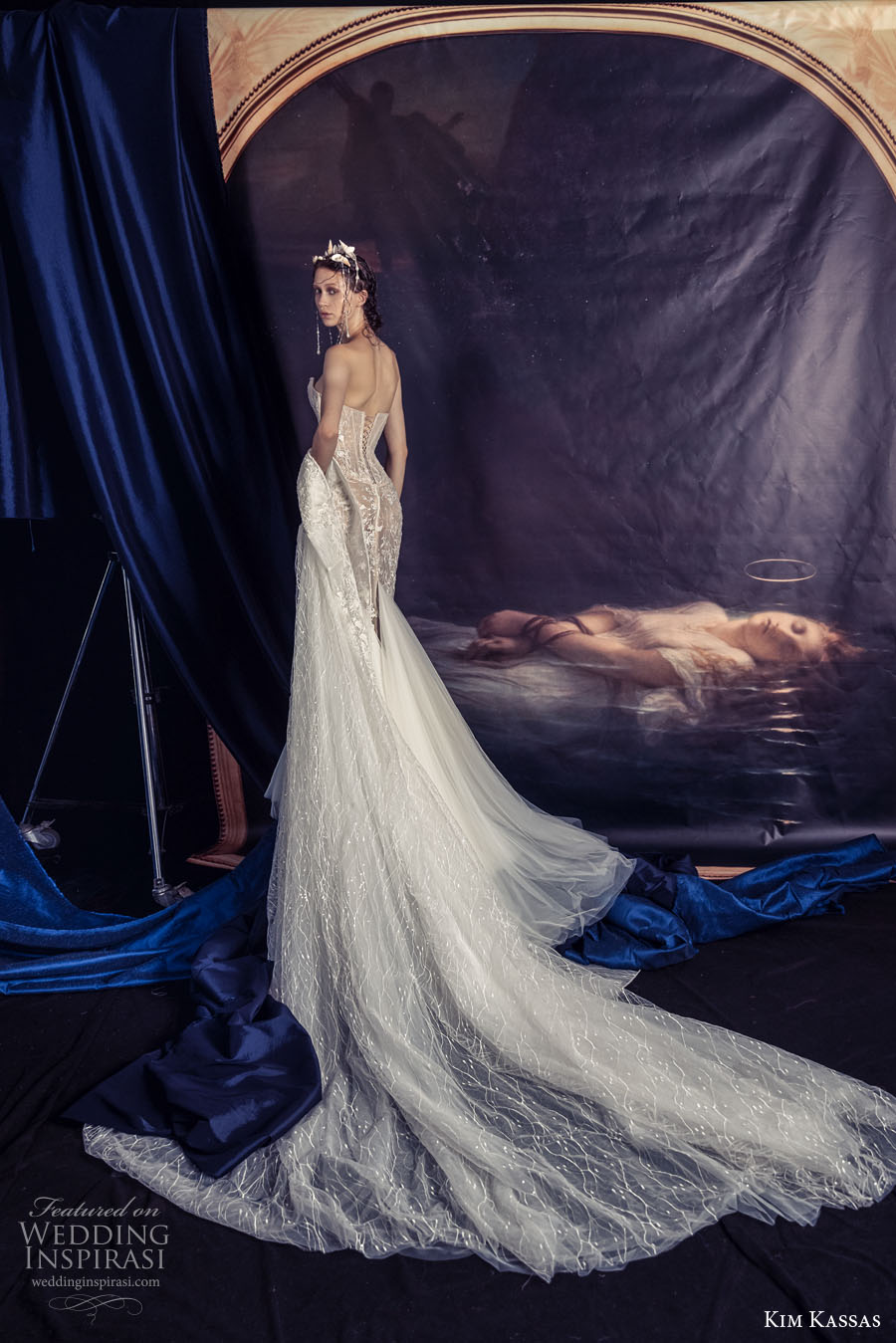 kim kassa couture fall 2022 bridal strapless v neck heavily embellished bodice glamorous mermaid wedding dress chapel train (3) bv
