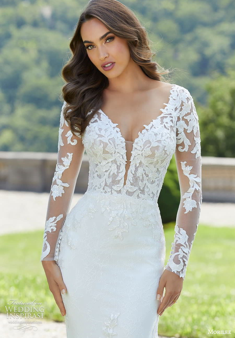 morilee fall 2022 bridal illusion long sleeve plunging v neckline embellished lace bodice sheath wedding dress scalloped chapel train (9) zv morilee fall 2022 bridal illusion long sleeve plunging v neckline embellished lace bodice sheath wedding dress scalloped chapel train (9) zv