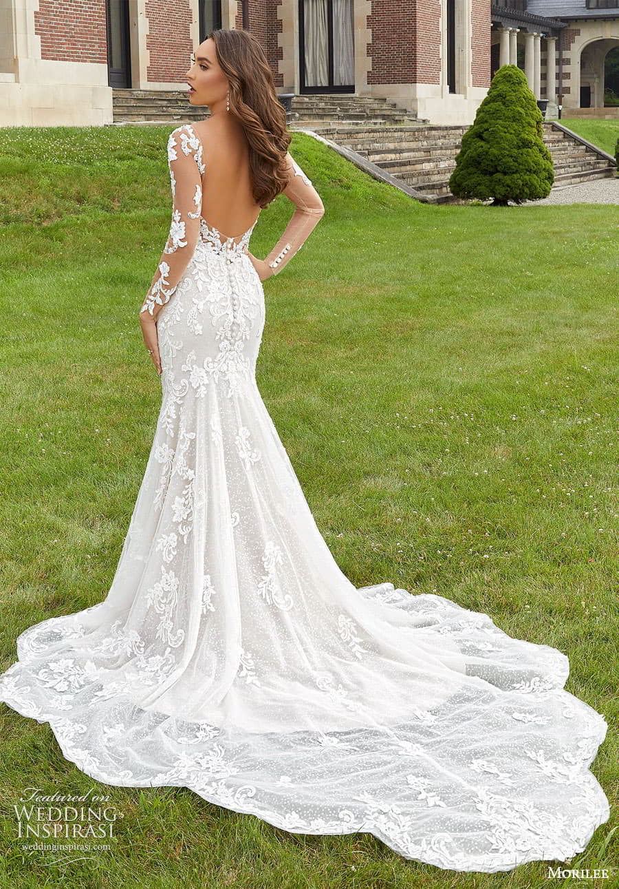 morilee fall 2022 bridal illusion long sleeve scoop neckline embellished lace bodice fit flare wedding dress low back scallop chapel train (17) bv morilee fall 2022 bridal illusion long sleeve scoop neckline embellished lace bodice fit flare wedding dress low back scallop chapel train (17) bv