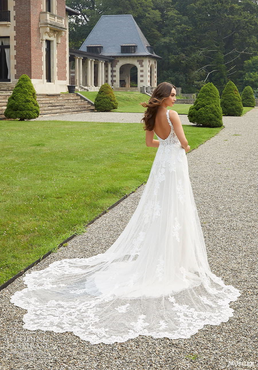 morilee fall 2022 bridal sleeveless straps square neckline fully embellished lace a line wedding dress scalloped chapel train (15) bv morilee fall 2022 bridal sleeveless straps square neckline fully embellished lace a line wedding dress scalloped chapel train (15) bv