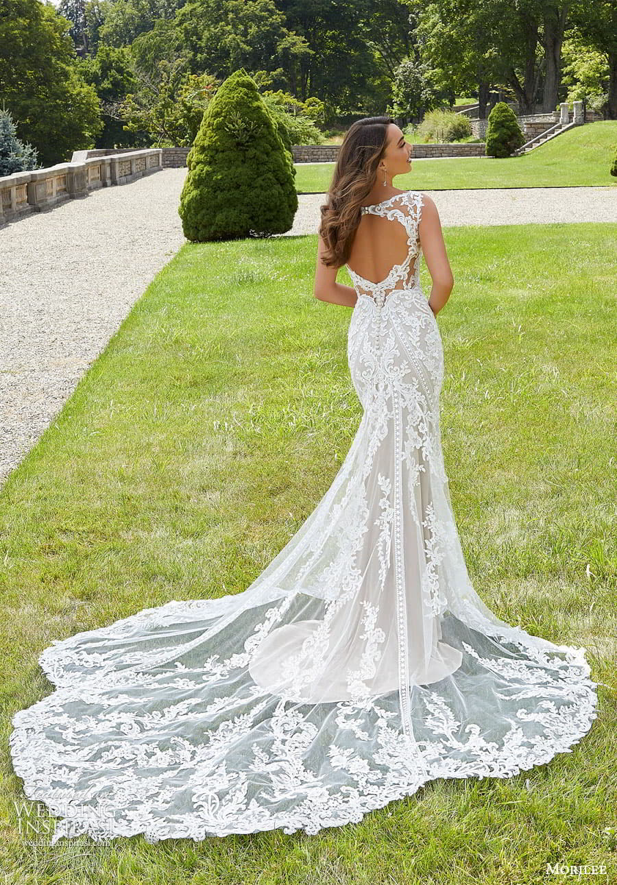 morilee fall 2022 bridal sleeveless straps v neckline fully embellished lace sheath wedding dress chapel train keyhole back (21) bv morilee fall 2022 bridal sleeveless straps v neckline fully embellished lace sheath wedding dress chapel train keyhole back (21) bv