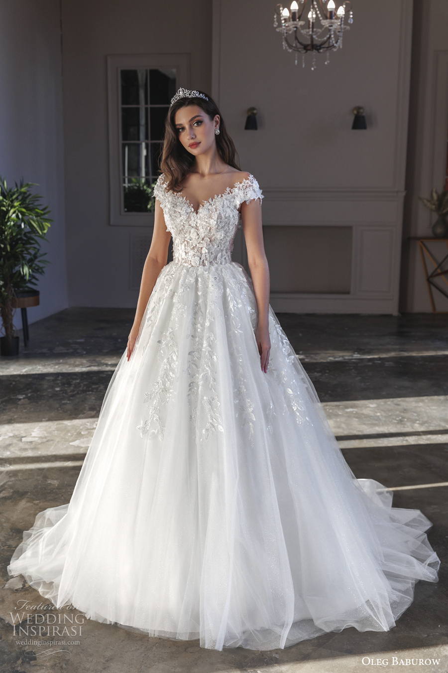 oleg baburow 2022 only love bridal cap sleeves sweetheart neckline heavily embellished bodice a line wedding dress sheer button back medium train (19) mv