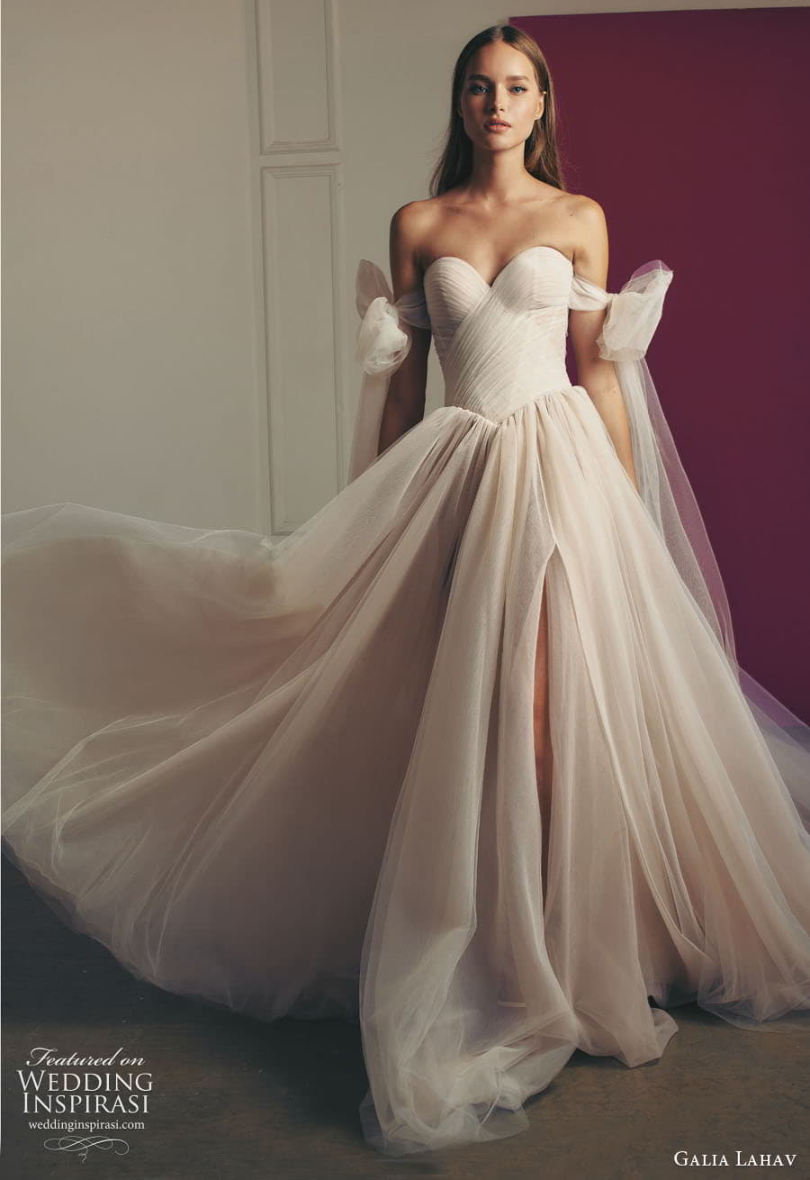 galia lahav fall 2022 gala bridal detached bow strap sweetheart neckline ruched bodice a line ball gown wedding dress chapel train (9) mv galia lahav fall 2022 gala bridal detached bow strap sweetheart neckline ruched bodice a line ball gown wedding dress chapel train (9) mv