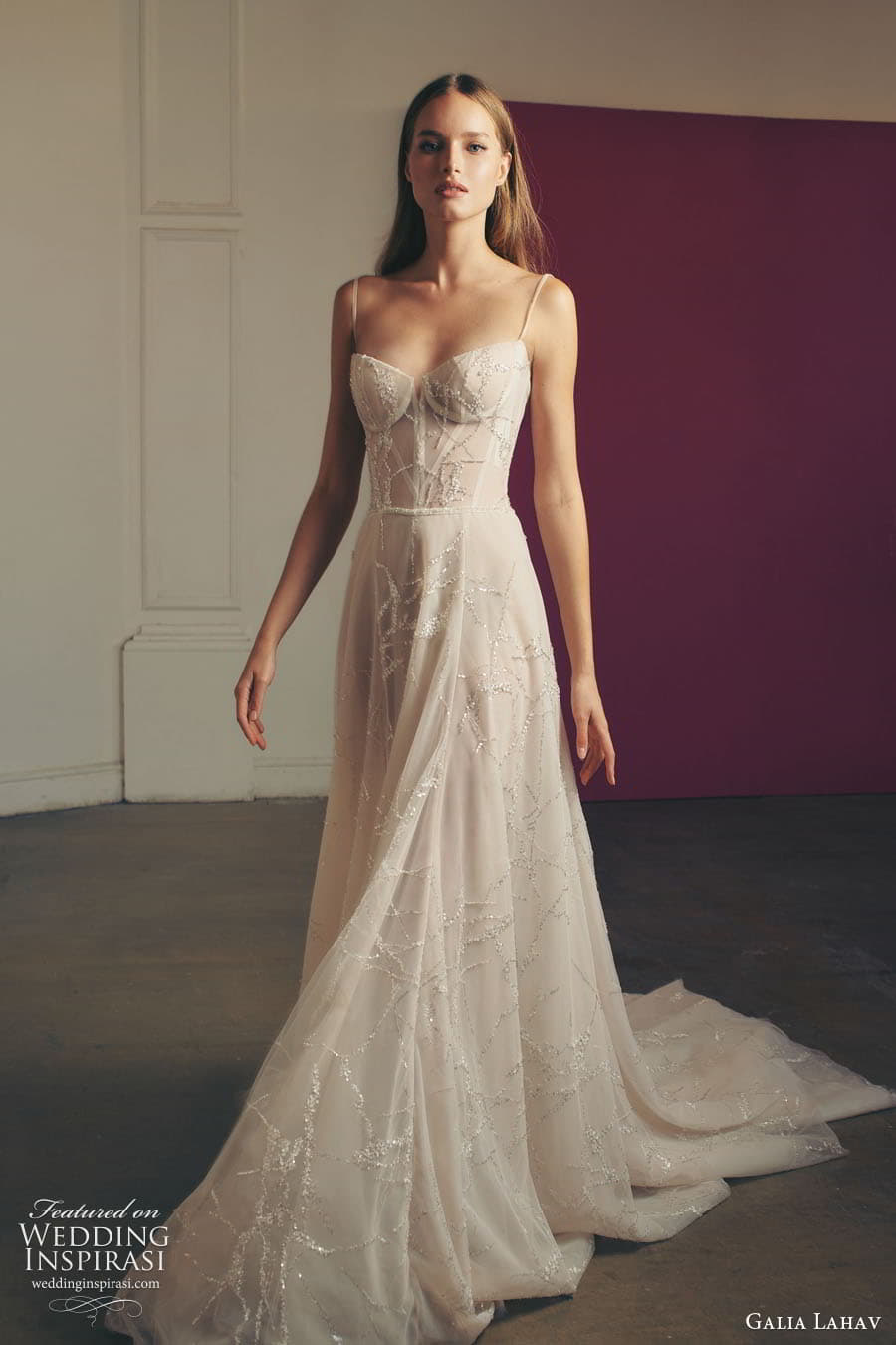 galia lahav fall 2022 gala bridal sleeveless straps semi sweetheart neckline fully embellished a line ball gown wedding dress chapel train (4) mmv