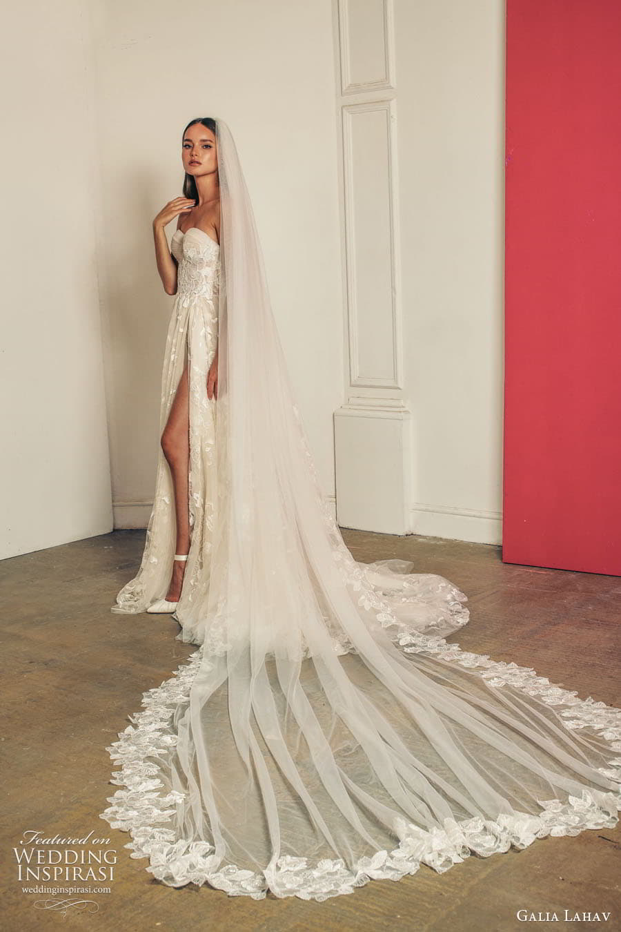 galia lahav fall 2022 gala bridal strapless semi sweetheart neckline fully embellished a line ball gown wedding dress chapel train veil (3) mv galia lahav fall 2022 gala bridal strapless semi sweetheart neckline fully embellished a line ball gown wedding dress chapel train veil (3) mv