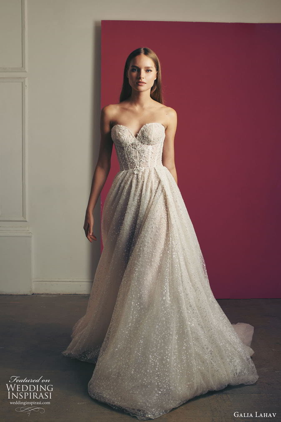 galia lahav fall 2022 gala bridal strapless sweetheart neckline embellished a line ball gown wedding dress sheer back chapel train (11) mv galia lahav fall 2022 gala bridal strapless sweetheart neckline embellished a line ball gown wedding dress sheer back chapel train (11) mv