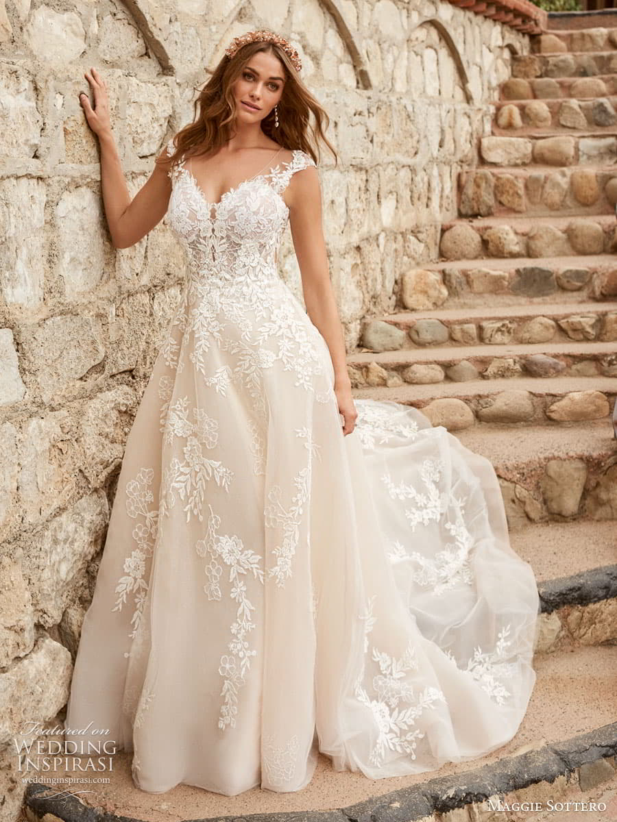 maggie sottero spring 2022 bridal lace cap sleeve strapless sweetheart neckline embellished lace ball gown a line wedding dress chapel train (10) mv maggie sottero spring 2022 bridal lace cap sleeve strapless sweetheart neckline embellished lace ball gown a line wedding dress chapel train (10) mv