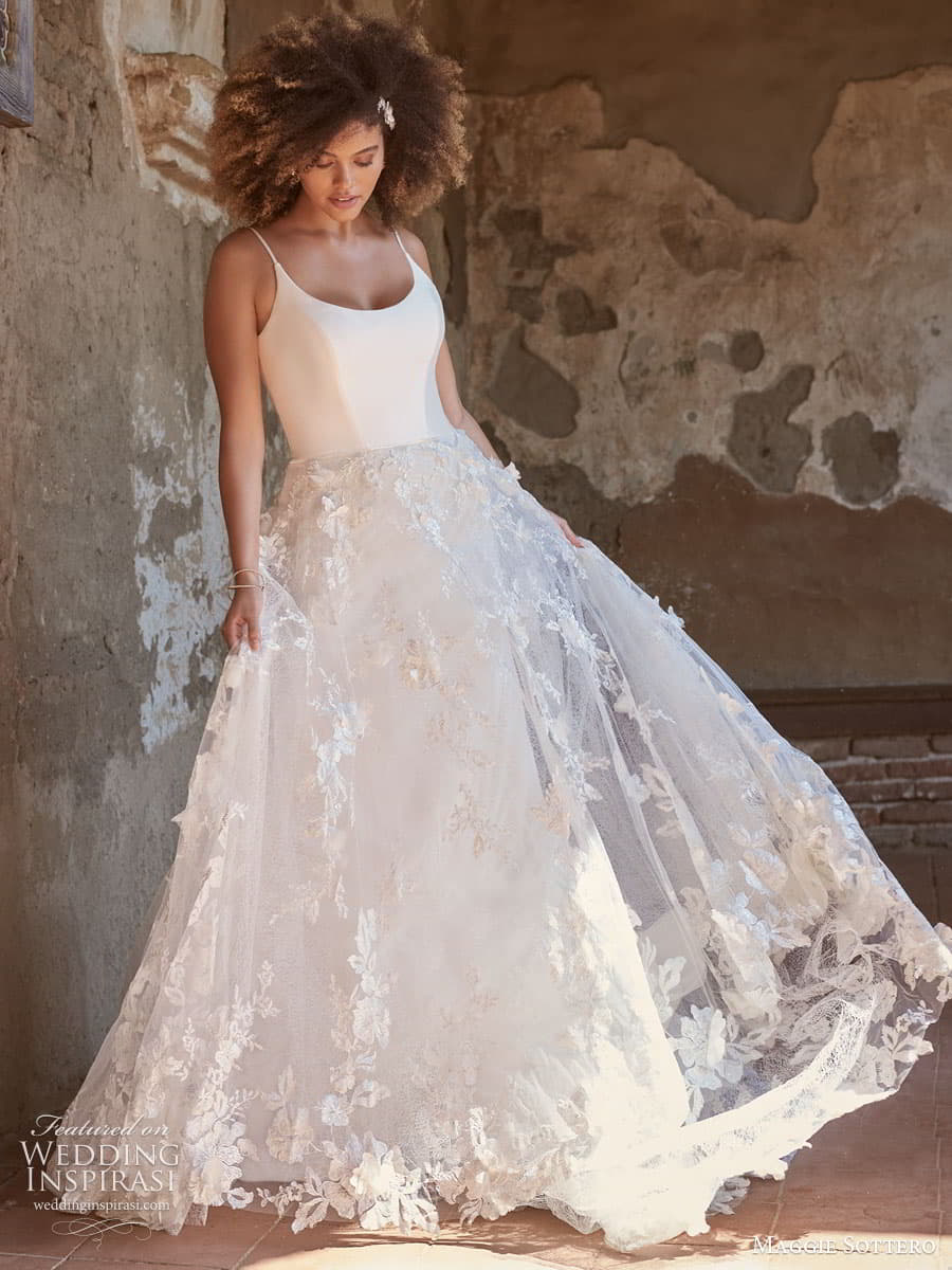 maggie sottero spring 2022 bridal sleeveless straps scoop neckline clean bodice lace skirt ball gown a line wedding dress (17) mv maggie sottero spring 2022 bridal sleeveless straps scoop neckline clean bodice lace skirt ball gown a line wedding dress (17) mv