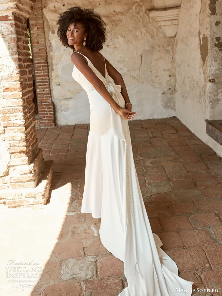 maggie sottero spring 2022 bridal sleeveless thin strap clean minimalist fit flare sheath wedding dress chapel train (28) bv maggie sottero spring 2022 bridal sleeveless thin strap clean minimalist fit flare sheath wedding dress chapel train (28) bv