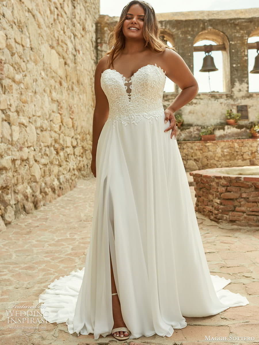 maggie sottero spring 2022 bridal strapless sweetheart neckline embellished lace ball gown a line plus size wedding dress slit skirt (8) mv maggie sottero spring 2022 bridal strapless sweetheart neckline embellished lace ball gown a line plus size wedding dress slit skirt (8) mv