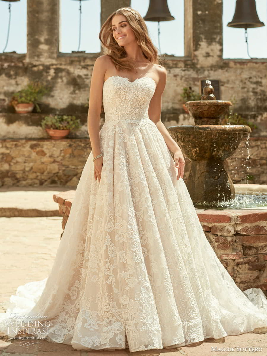 maggie sottero spring 2022 bridal strapless sweetheart neckline embellished lace ball gown a line wedding dress (2) mv maggie sottero spring 2022 bridal strapless sweetheart neckline embellished lace ball gown a line wedding dress (2) mv