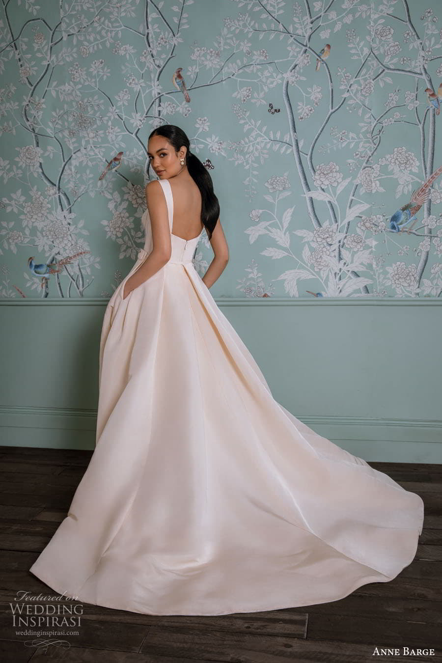 anne barge spring 2023 bridal sleeveless strap sweetheart neckline clean minimalist slit skirt a line ball gown wedding dress chapel train (8) bv