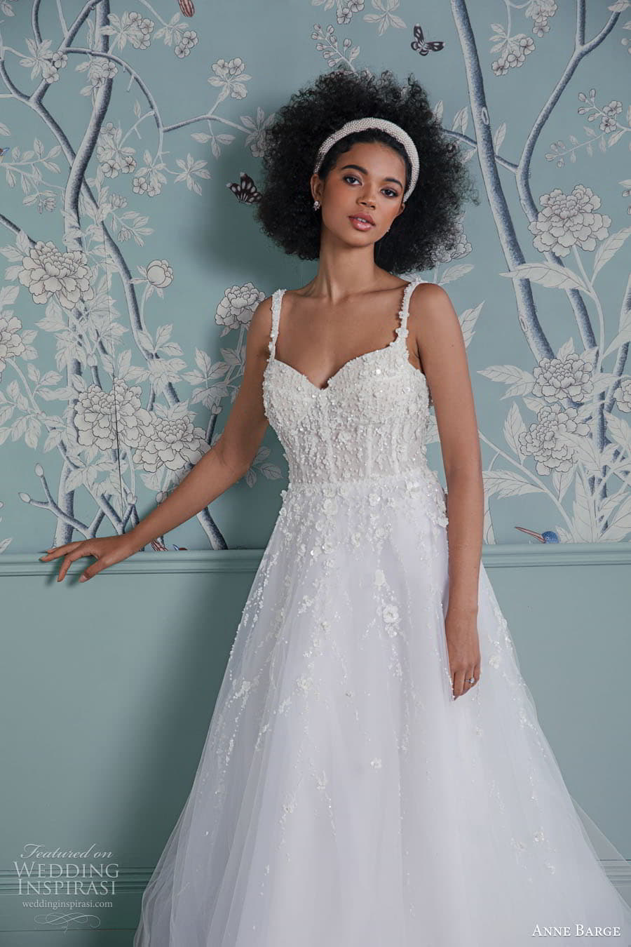 anne barge spring 2023 bridal sleeveless straps sweetheart neckline embellished bodice a line ball gown wedding dress chapel train (6) zv