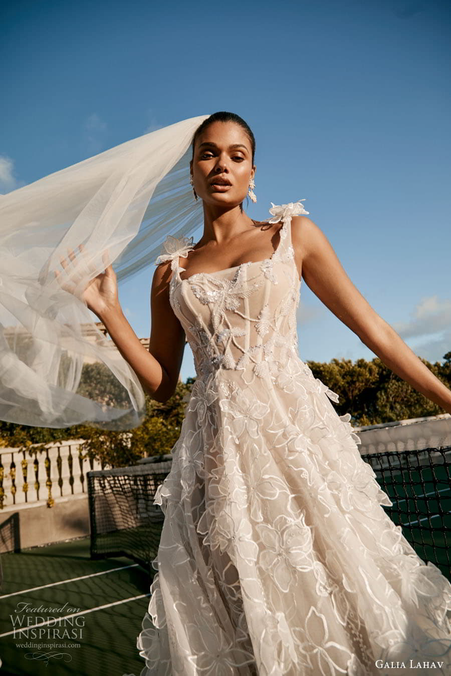 galia lahav spring 2023 couture bridal sleeveless straps square neckline fully embellished a line ball gown wedding dress chapel train (6) zv