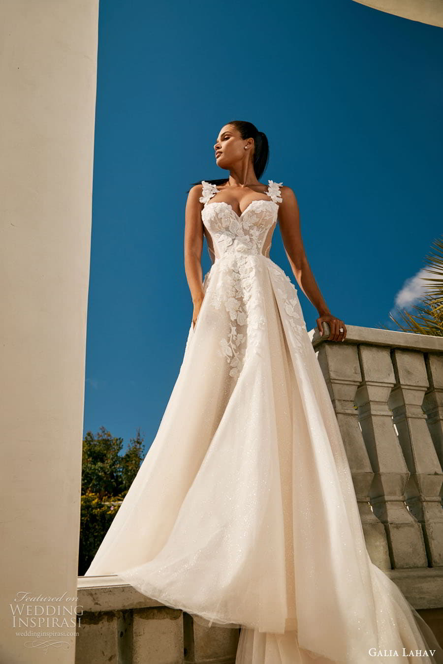 galia lahav spring 2023 couture bridal sleeveless thick staps sweetheart neckline fully embellished a line ball gown wedding dress chapel train (4) mv