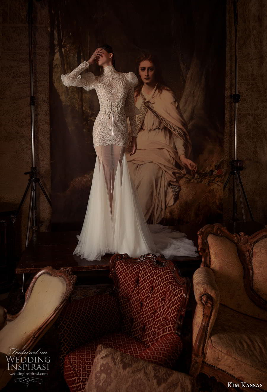 kim kassas couture spring 2023 bridal long puff sleeve high neckline embellished bodice fit flare mermaid wedding dress chapel train (9) mv kim kassas couture spring 2023 bridal long puff sleeve high neckline embellished bodice fit flare mermaid wedding dress chapel train (9) mv